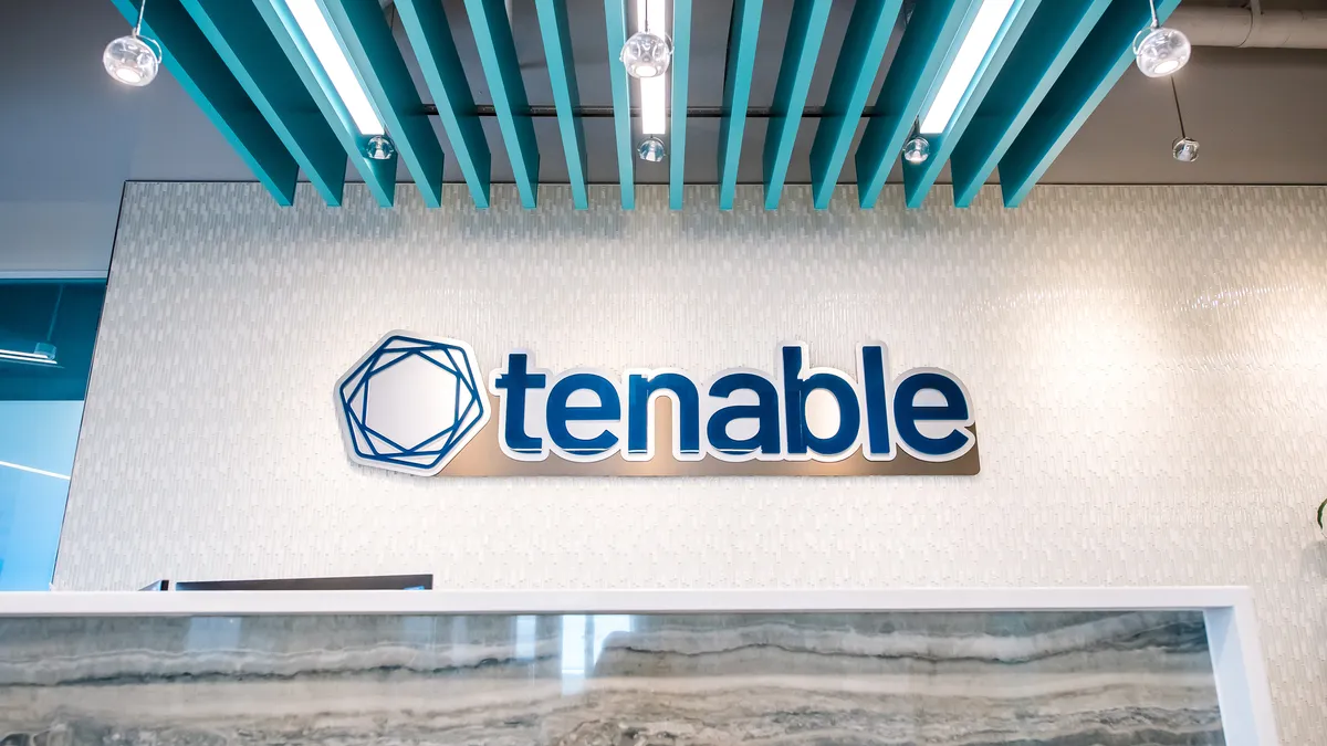 Tenable logo on a wall