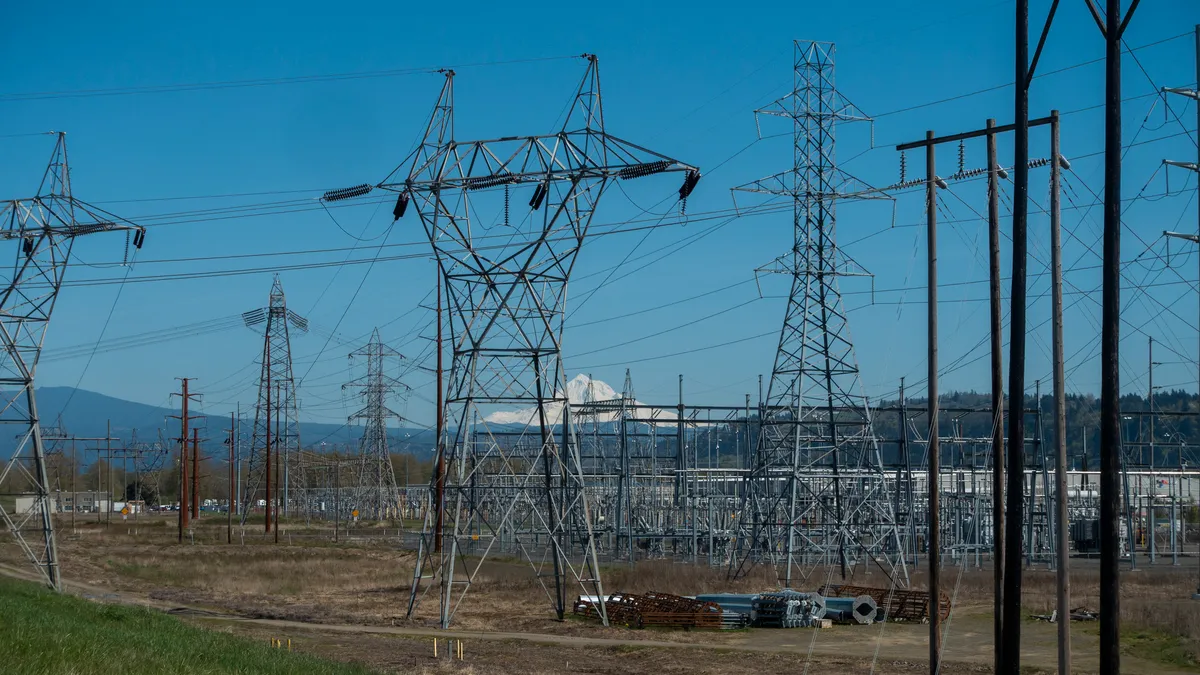 Mt. Hood and power lines.