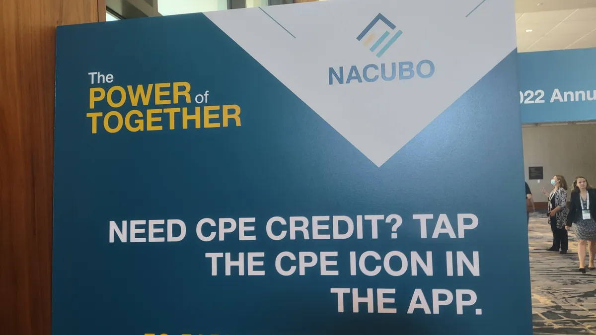 The NACUBO logo appears on a sign.