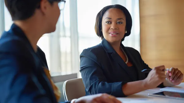 Businesswomen working in the boardroom.