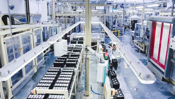 The inside of a battery manufacturing facility.