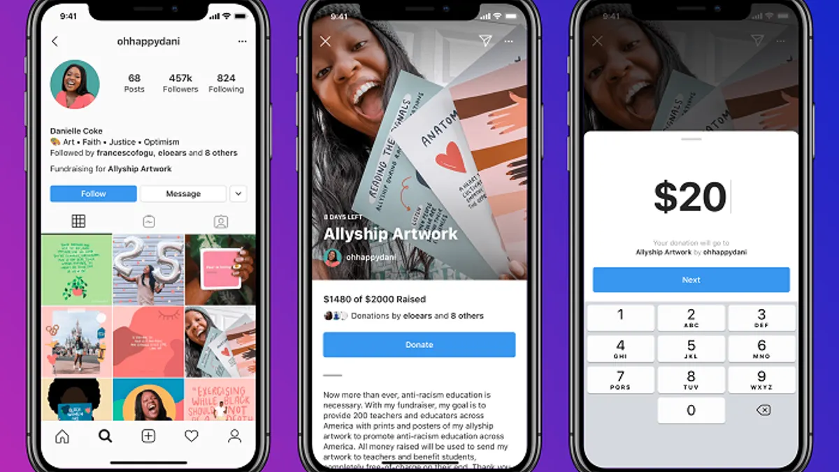 Instagram fundraisers