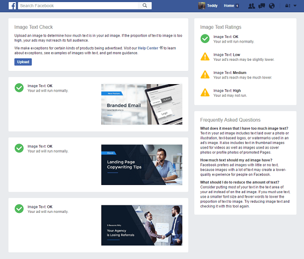 Facebook text overlay tool