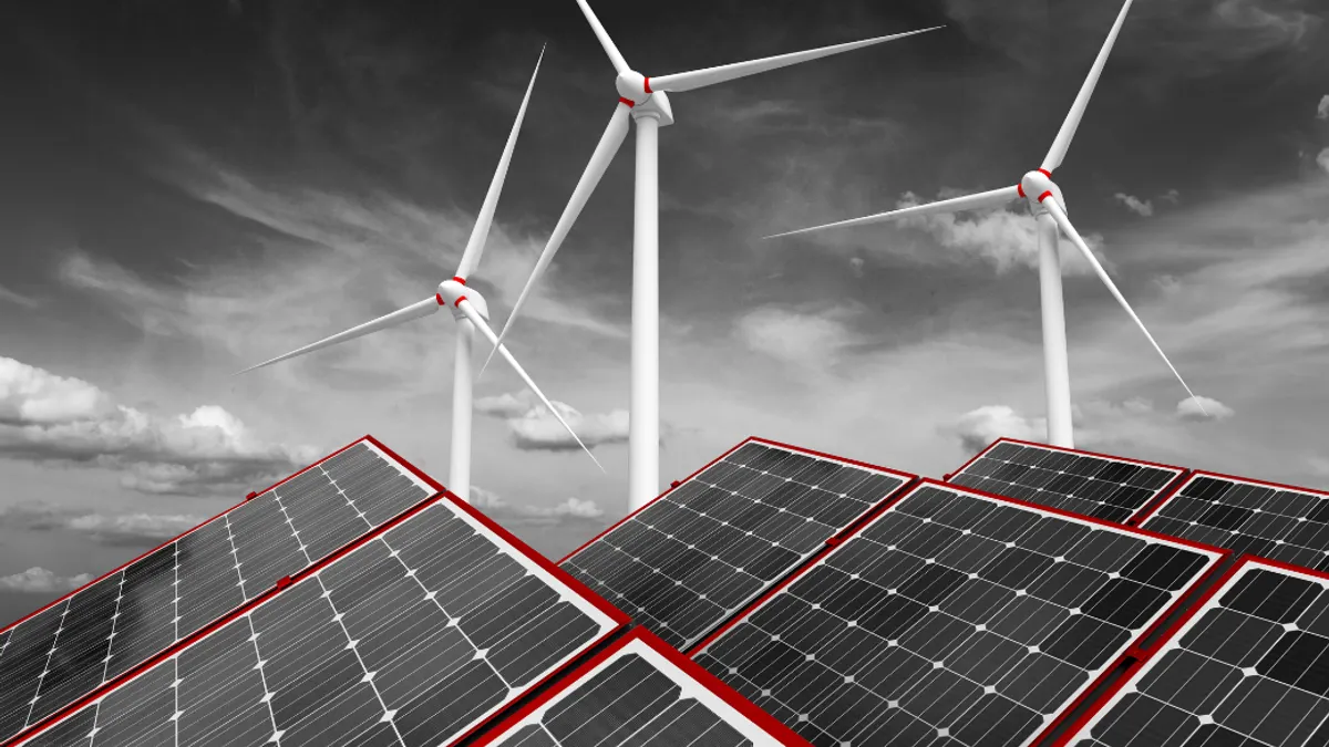Wind turbine towers and solar panels