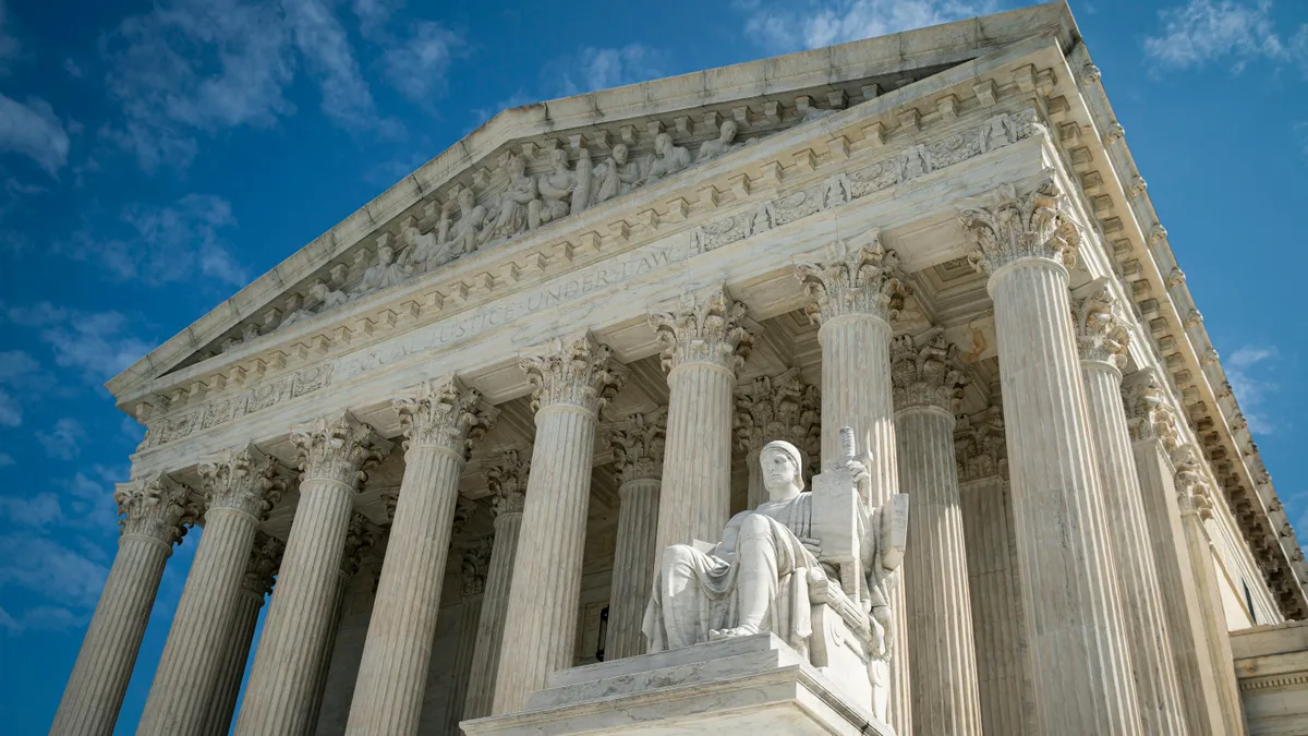 A wide shot of the U.S. Supreme Court building