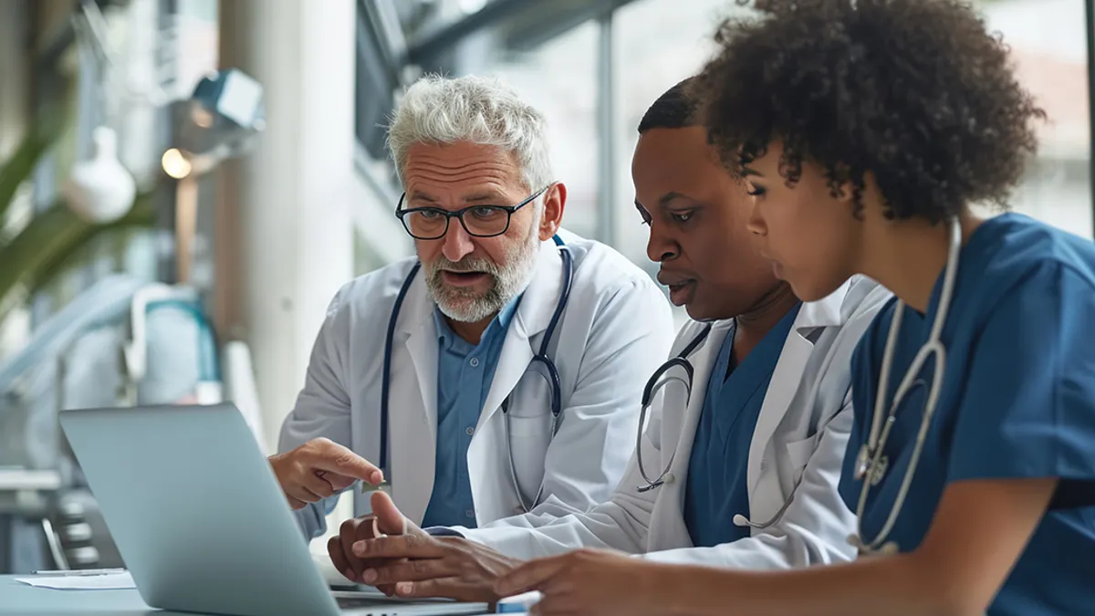 Group of doctors analyzing medical data while having a meeting in the office.