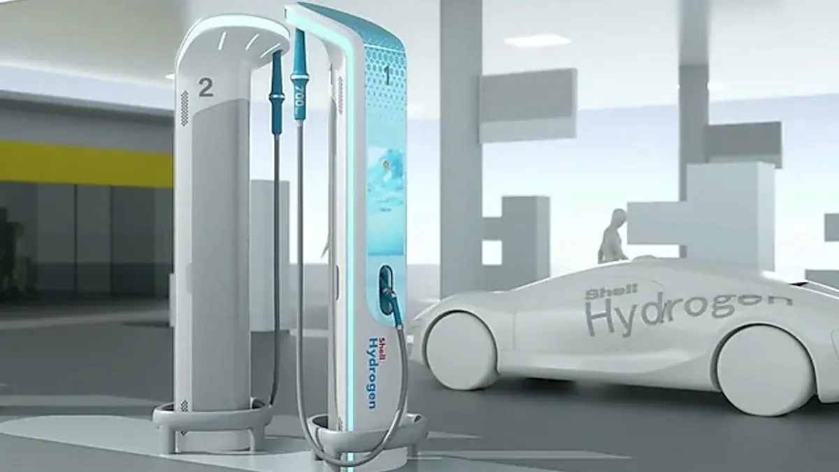 A rendering of a Shell Hydrogen station