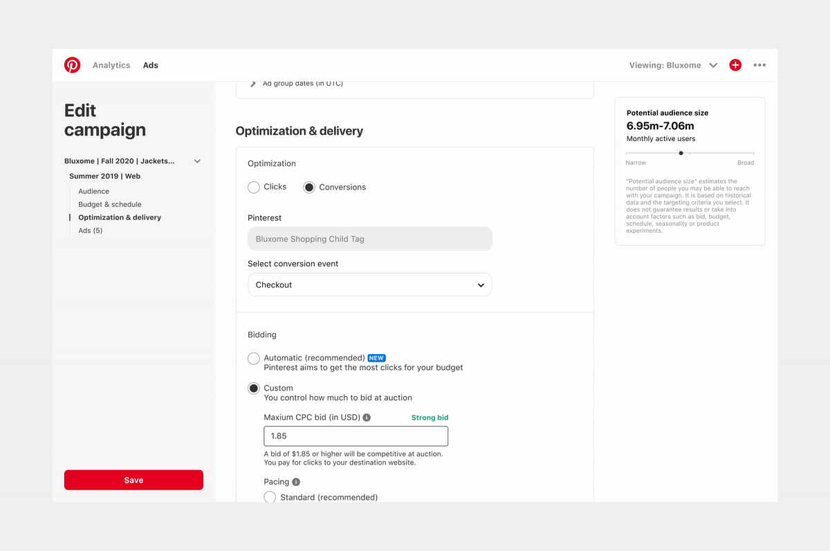Pinterest automated bidding