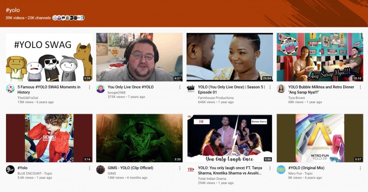 YouTube hashtag search