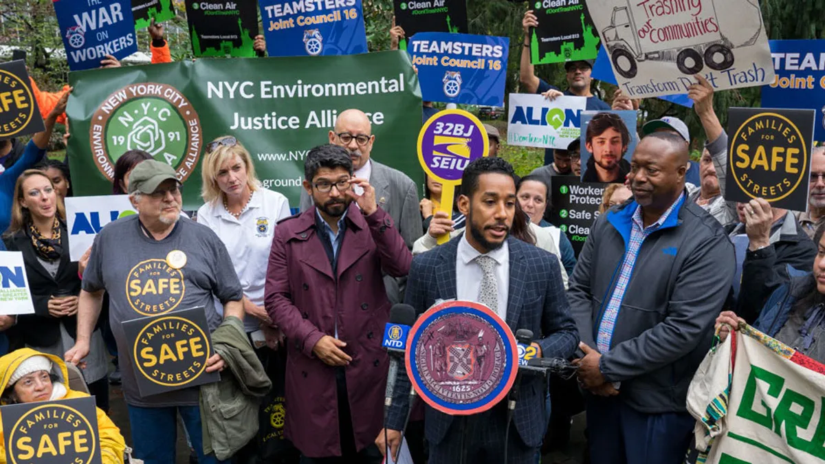 New York Council Member Antonio Reynoso at rally before passage of Intro. 1574-A