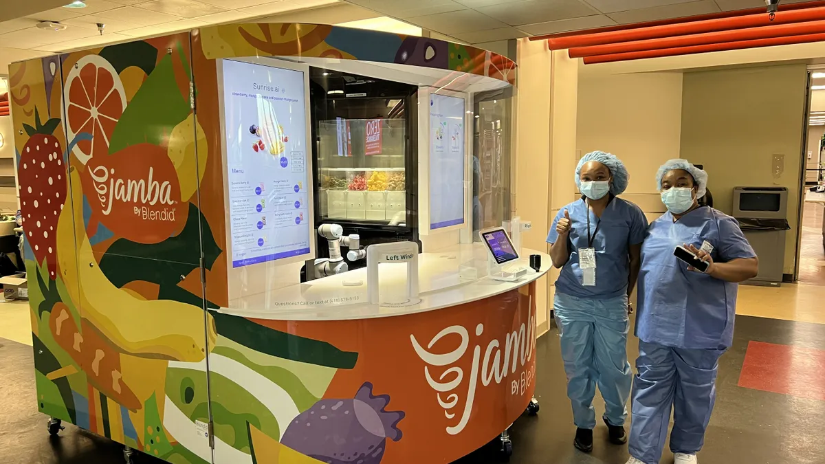 An image of a Jamba by Blendid Kiosk in a hospital.