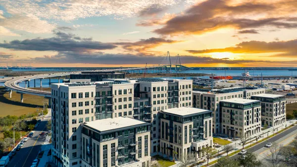 aerial view of apartment community