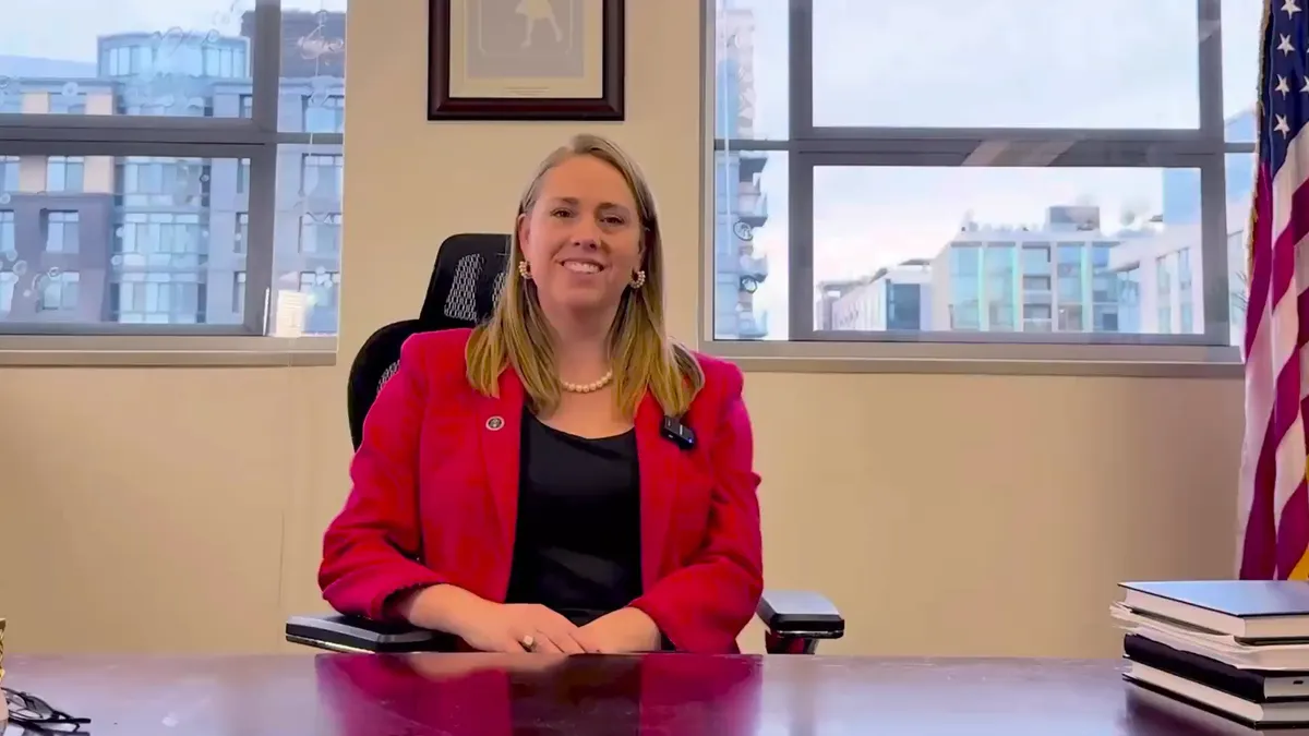 EEOC Chair Andrea Lucas speaks from her office to the public