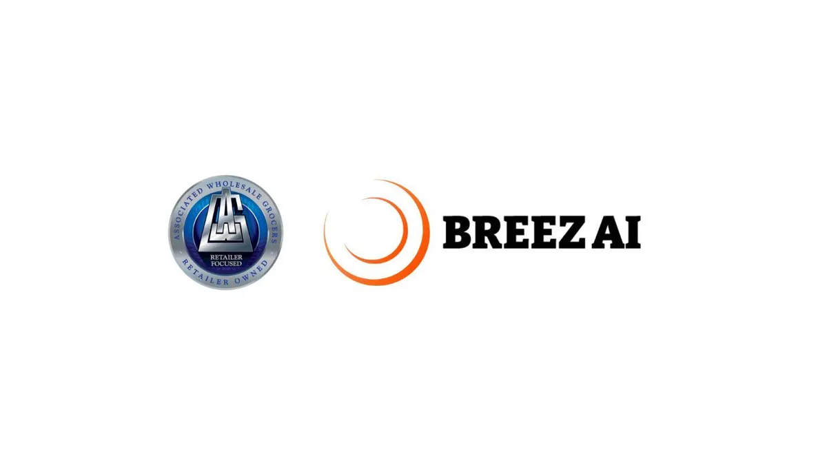 Logos for Associated Wholesale Grocers and Breeze AI