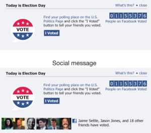 A Facebook voting awareness message