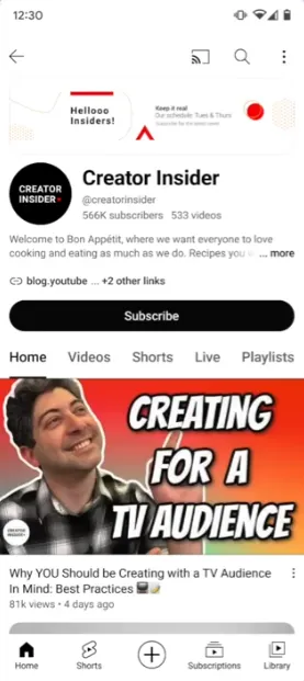 YouTube channel updates