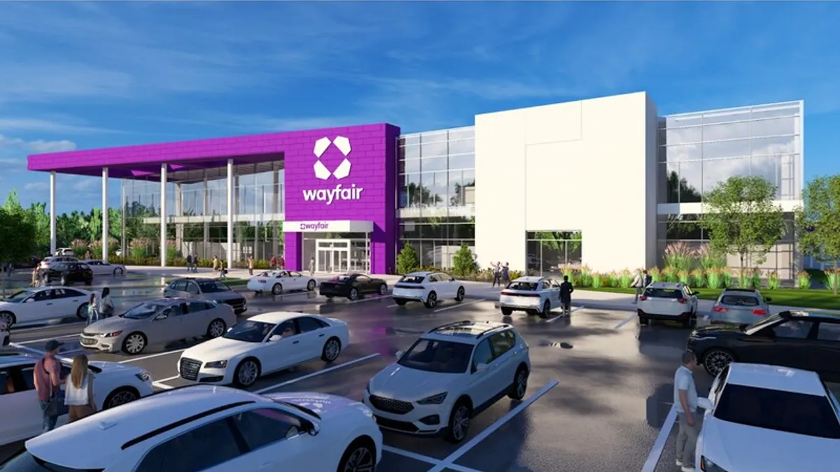 A rendering of Wayfair's store in Columbus, Ohio