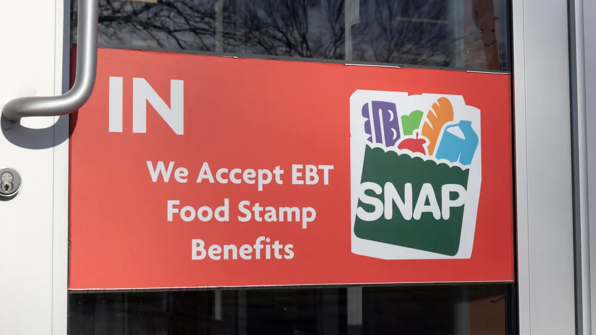 A sign about SNAP EBT acceptance.