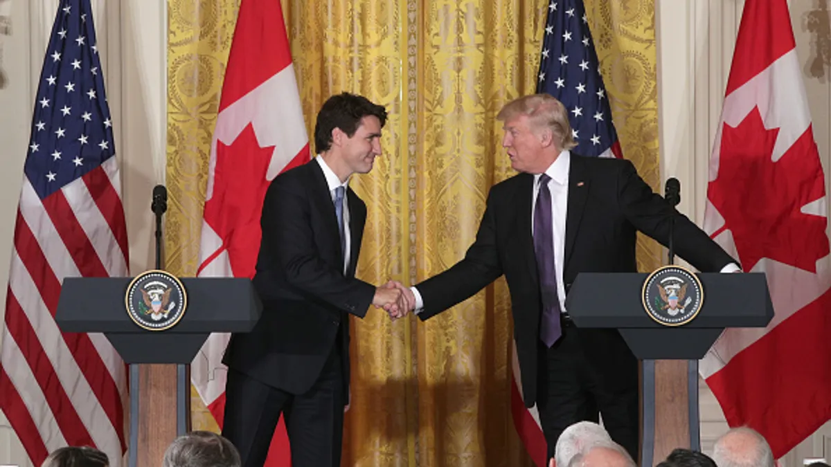 U.S. President Donald Trump and Canadian Prime Minister Justin Trudeau participate in a joint news conference in the East Room of the White House on February 13, 2017 in Washington, D.C.