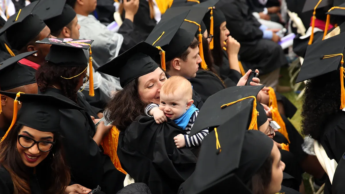 People wearing caps and gowns can be seen.