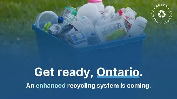 An ad alerting Ontario residents of upcoming recycling changes