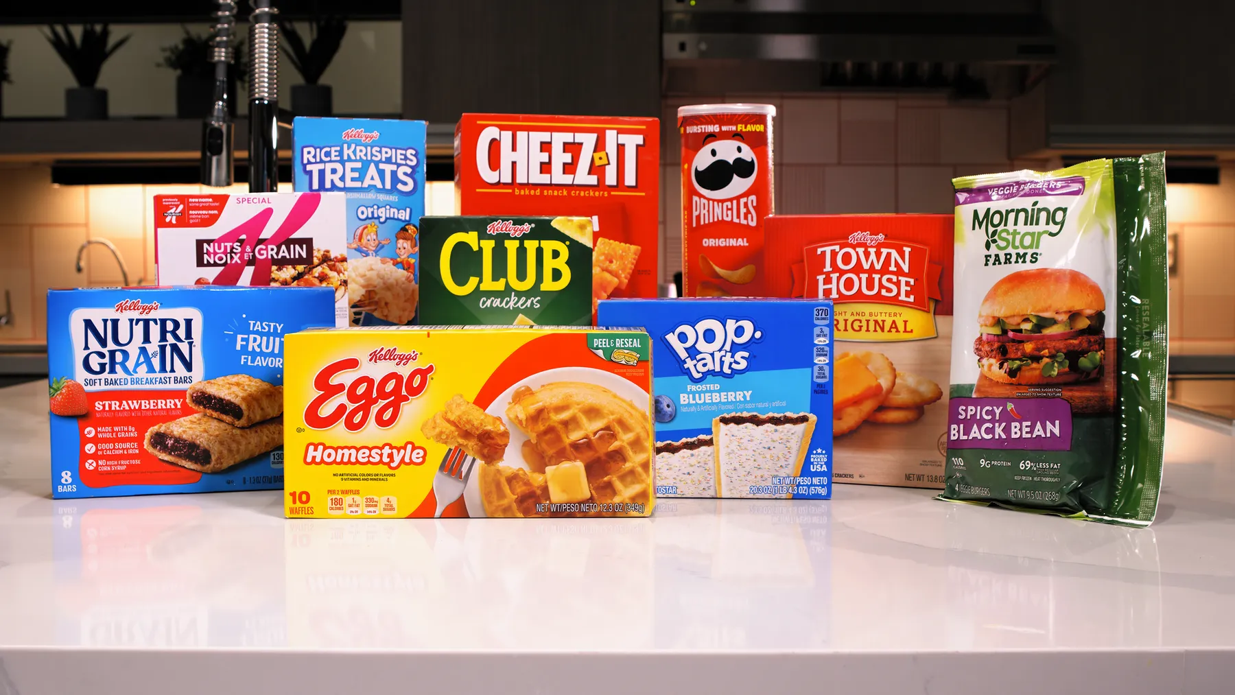 A picture of Kellanova's North America portfolio products, which includes Nutri Grain and Eggo.