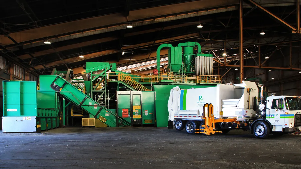 Recology truck at Pier 96 MRF in San Francisco