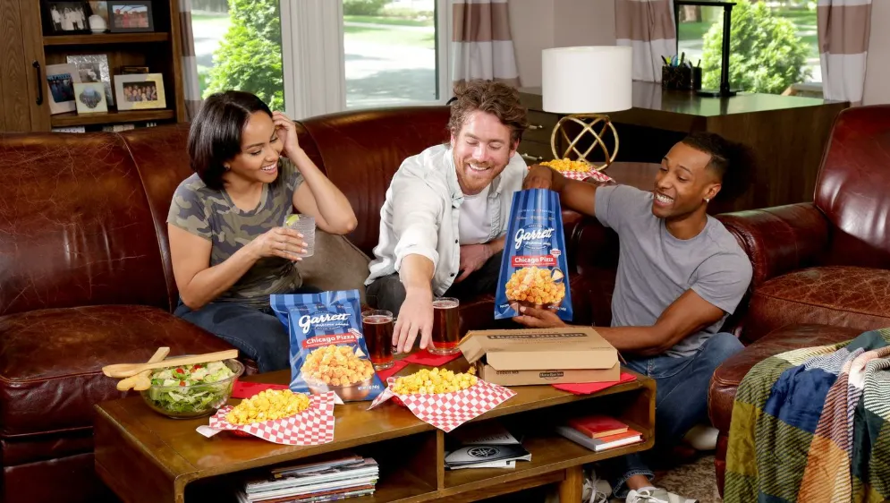 Garrett Popcorn Shops' newest pizza flavored popcorn.