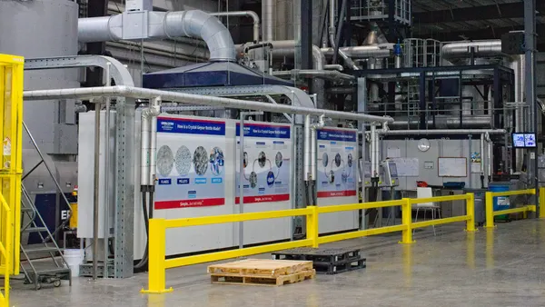 A medium view of industrial equipment inside a facility.