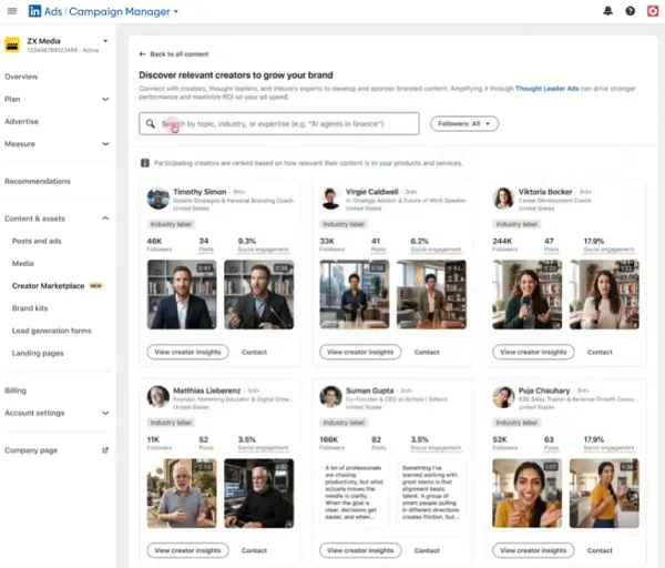 LinkedIn Creator Marketplace