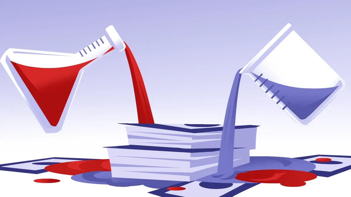 An illustration for BioPharma Dive's deals database