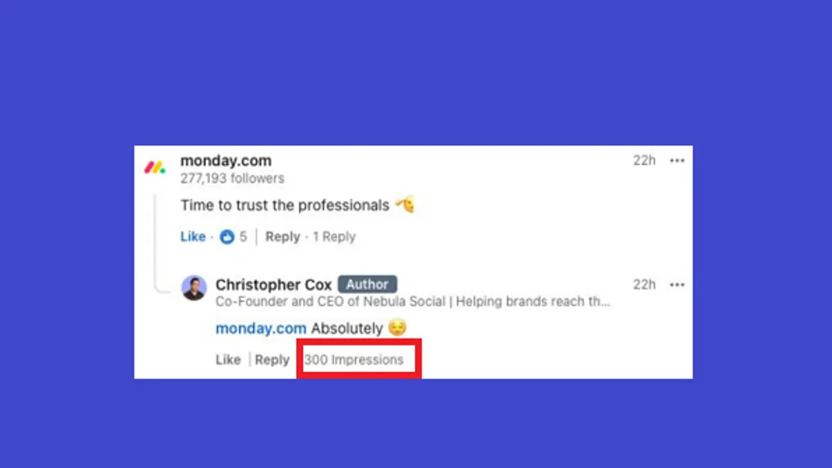 LinkedIn comment impressions