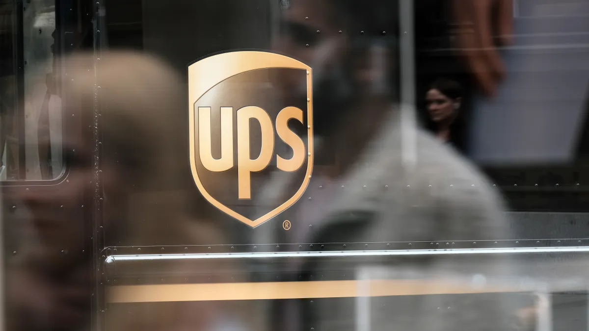 A United Parcel Service (UPS) truck delivers boxes in Manhattan in April 2022