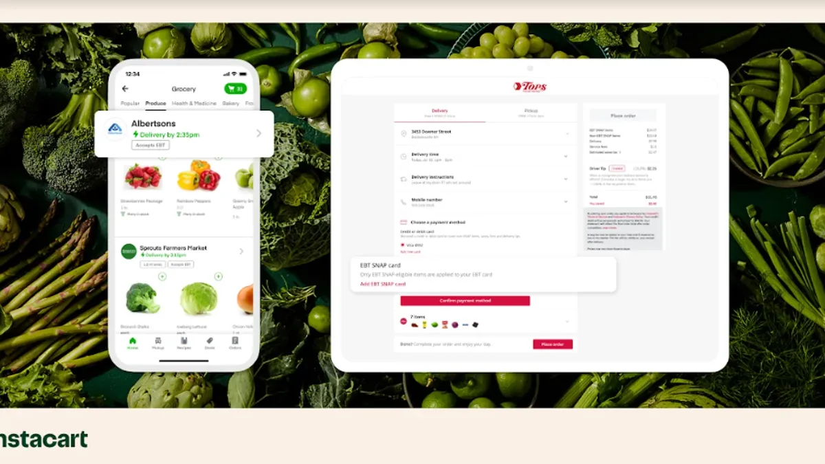 Side-by-side screenshots of Instacart's app and website