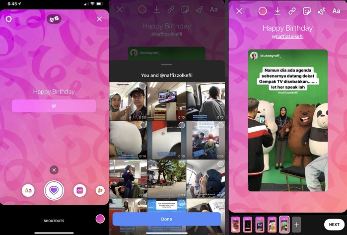 Instagram Shoutouts example