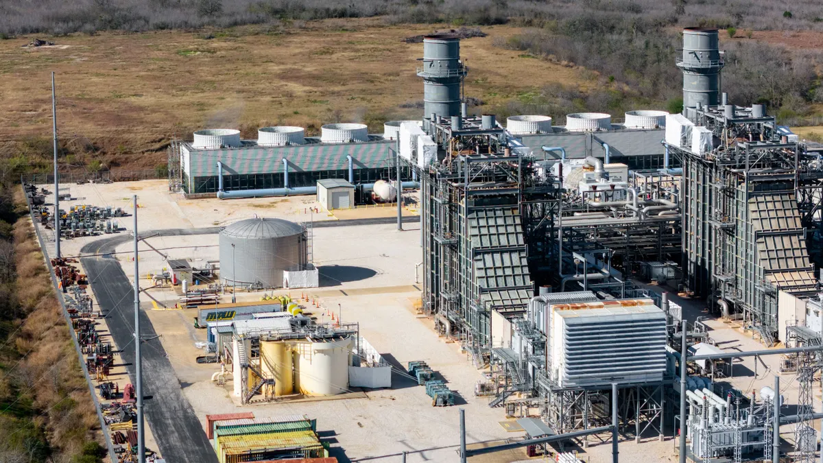 An aerial view of a power plant.