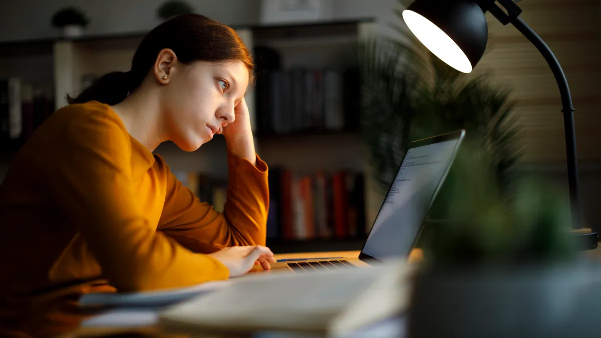 stressed woman on laptop