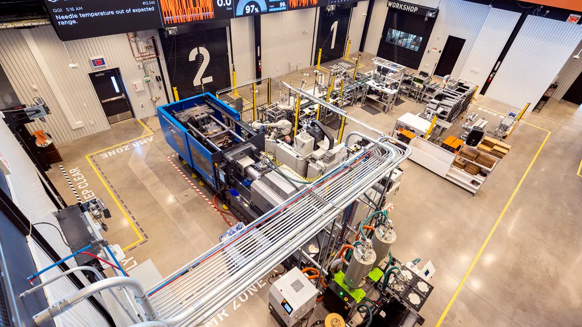 An overhead view of The Smart Factory at Wichita State University.