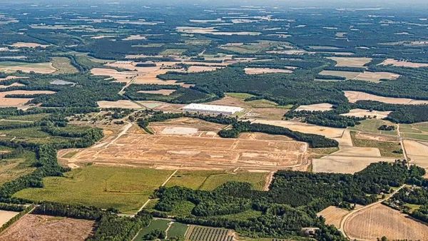 An aerial view of the Kingsboro Business Park in Rocky Mount, North Carolina, where Natron Energy was slated to build its next battery factory.