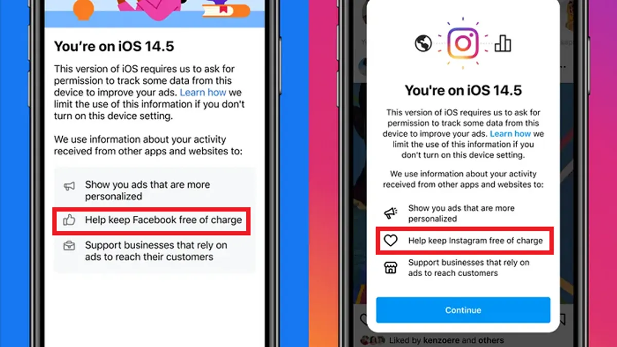 Facebook iOS 14.5 prompt