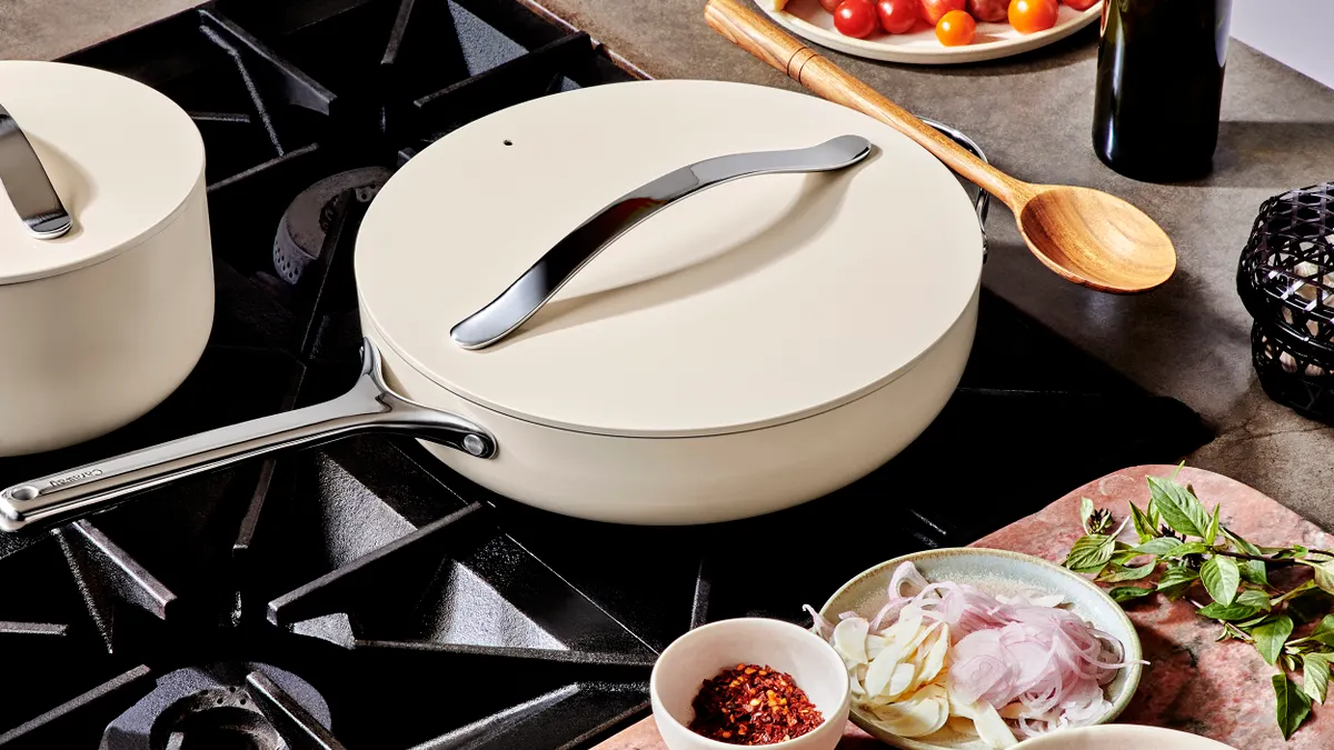 A Caraway pan on the stove