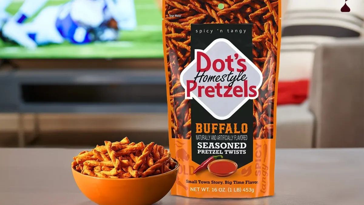 A bag of Hershey's Dot's pretzels.