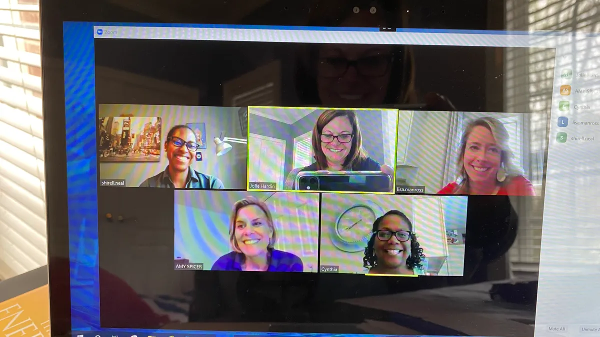 The teacher recruiting staff for the Henry County Schools holds a virtual meeting.