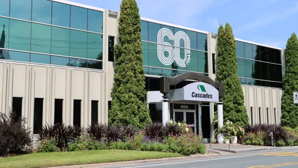 The exterior of a building with Cascades' name and logo on the outside.