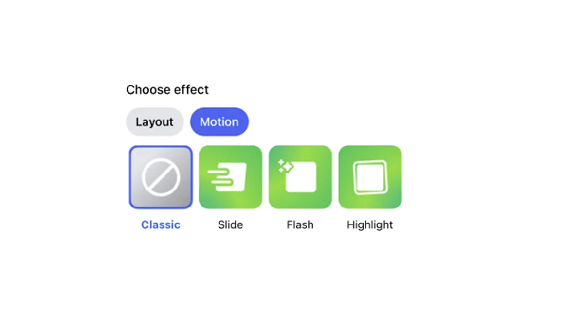 Facebook motion effects