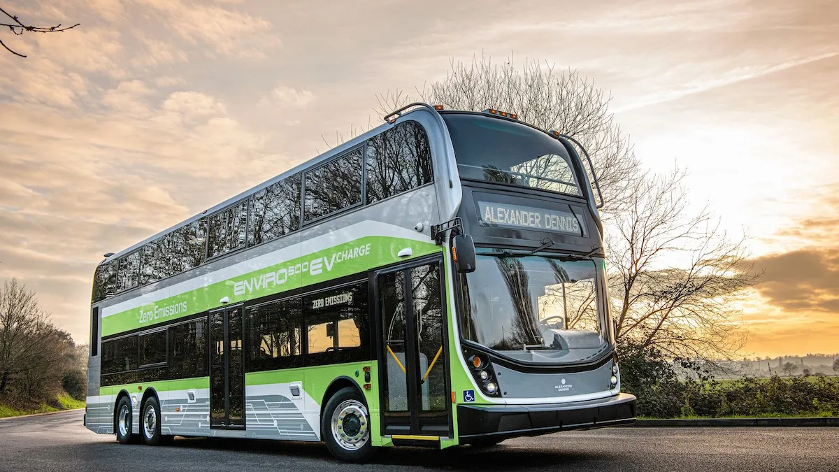 A double-decker electric bus.