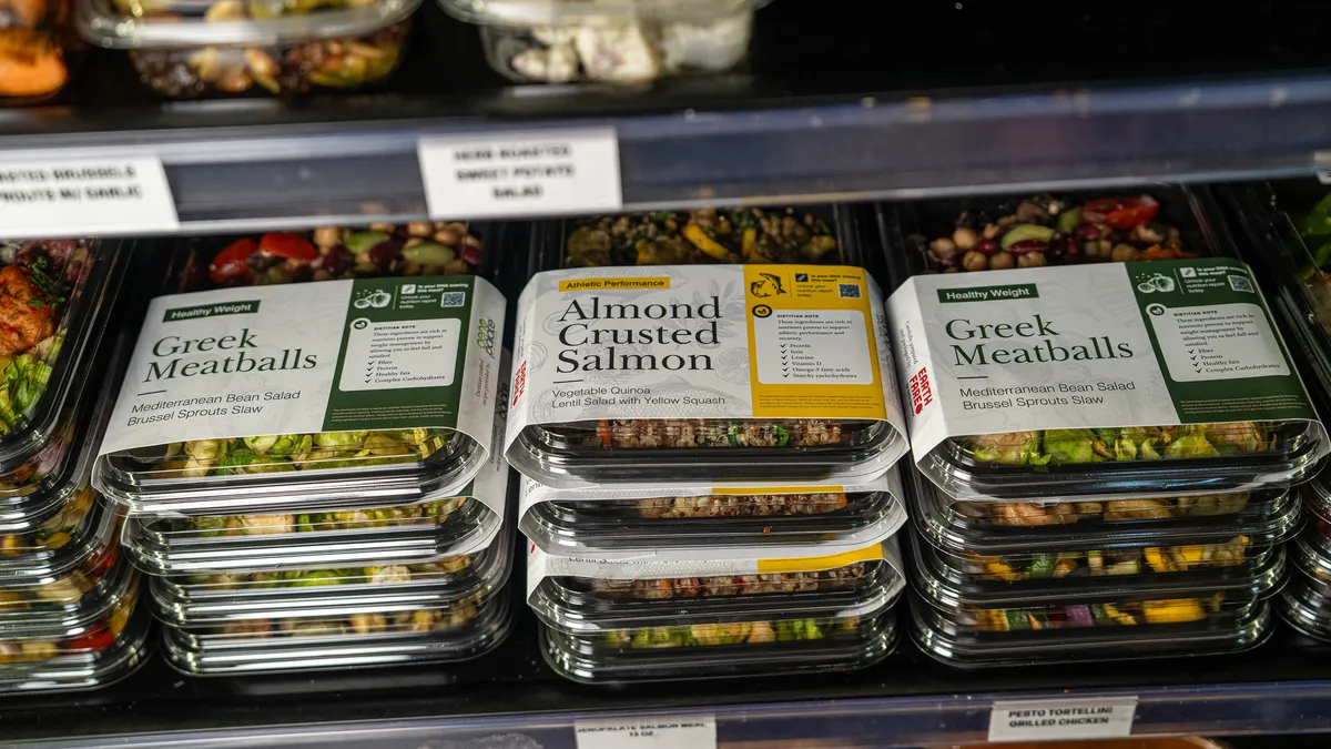 Meal kits in a grocery store.