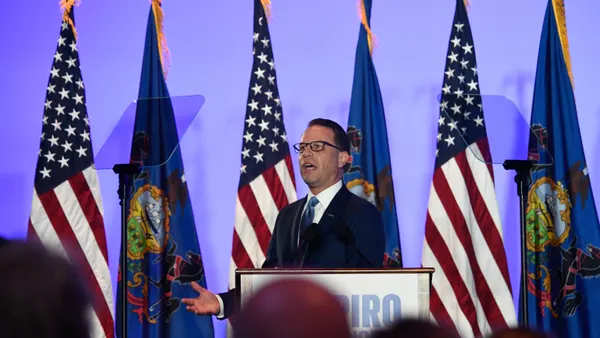 Pennsylvania Gov. Josh Shapiro speaks during a primary election night event
