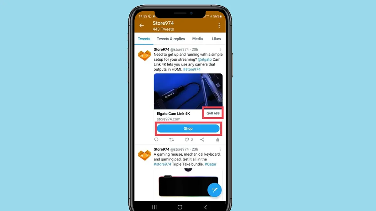 Twitter shopping test