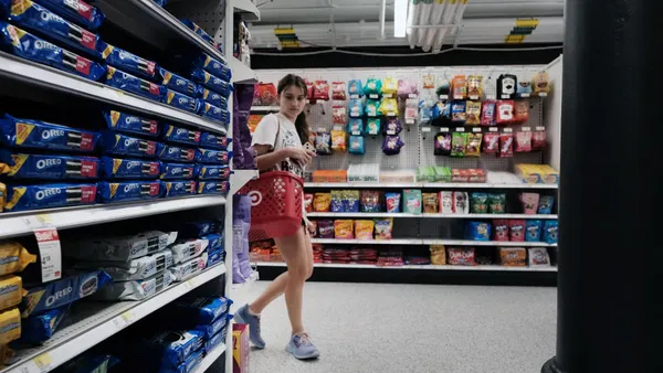 People shop for groceries in a Target